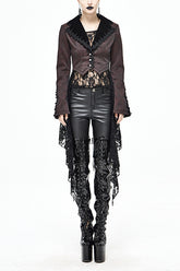Red And Black Wavy Stripes Detachable Hem Short Womens Gothic Jacket